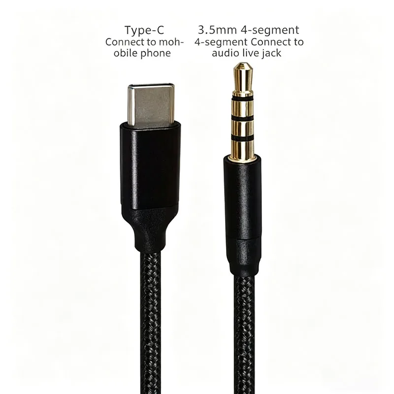 1.5M/2M Braided Internal Recording Cable Type-C Male To 3.5mm 4Pole Jack Audio WindinUniversal Live Broadcast Instrument