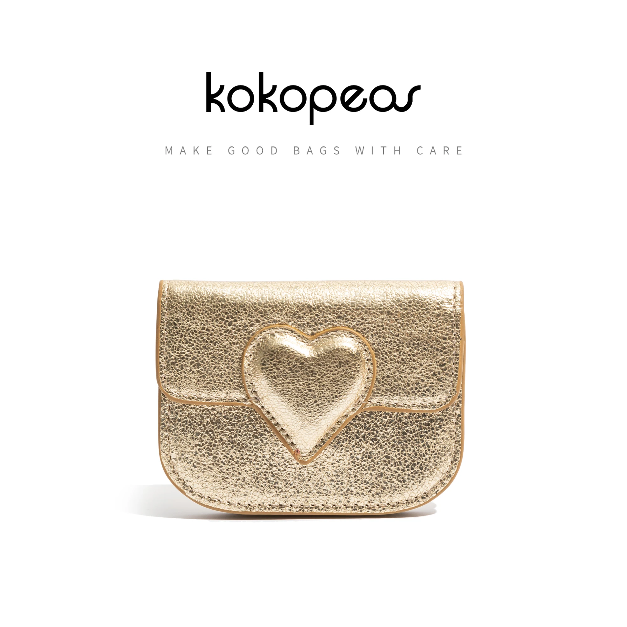 KOKOPEAS Women Fashion Genuine Leather Heart Card Bag Delicate Change Wallet Lightweight Portable Coin Purse Ladies Storage Bag