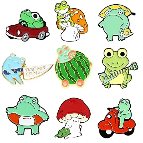 

Creative Cartoon Frog Brooch for Boys Girls Cute Novelty Animal Mushroom Brooch Ladies Men Graduation Gift