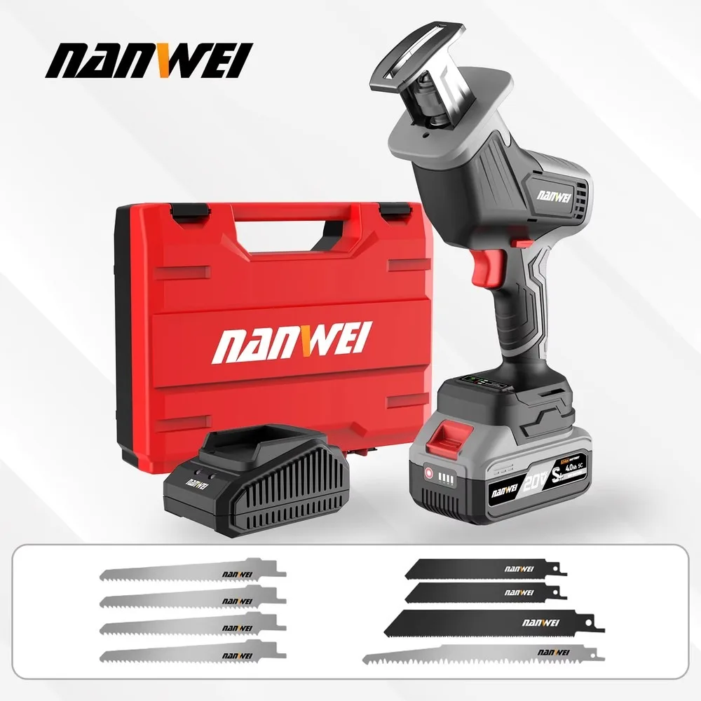Cordless Reciprocating Saw Brushless One-Handed Electric Tool Rechargeable Lithium Battery for Metal Wood Cutting DIY