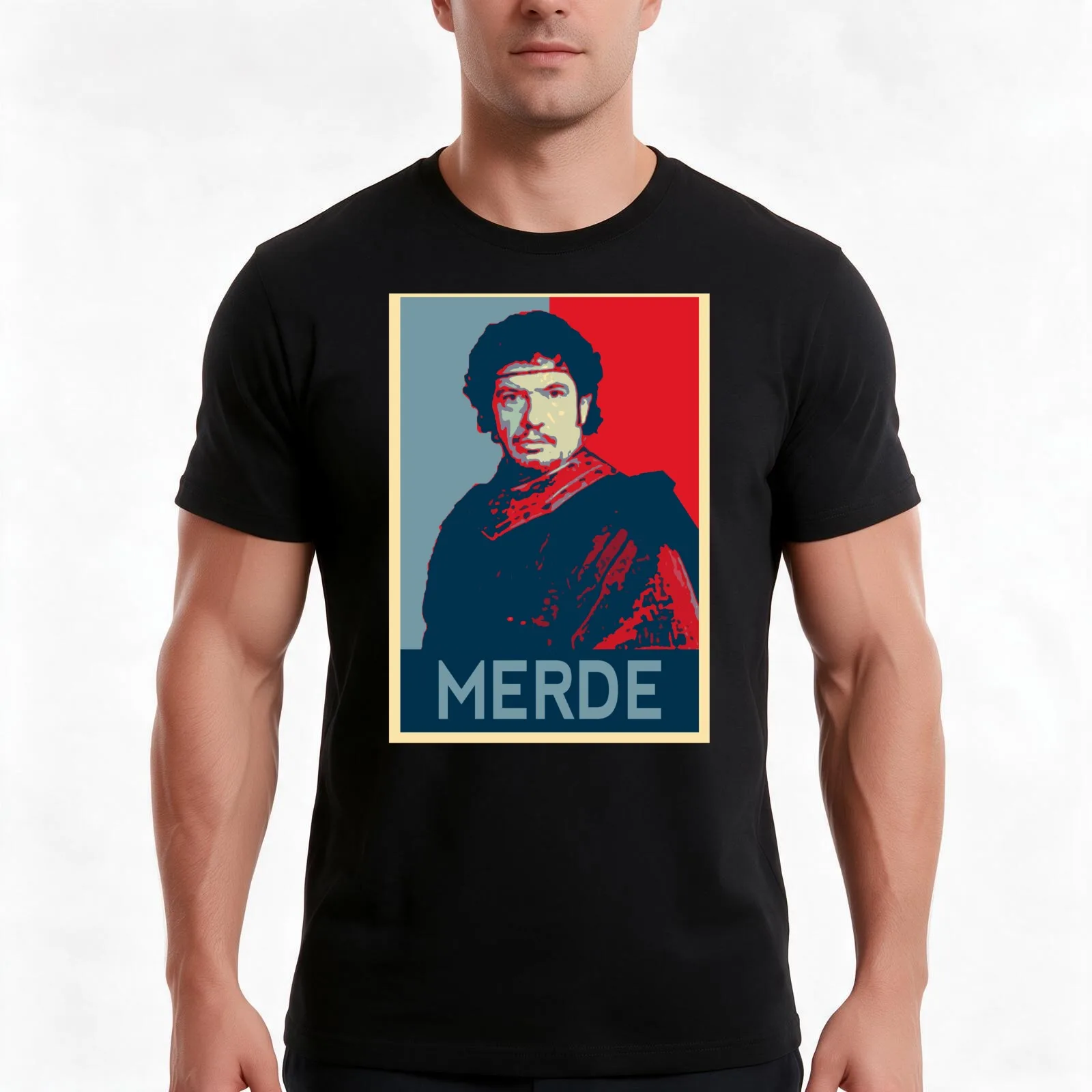 Kaamelott - Léodagan Hope Style - Merde T-Shirt, Summer Casual Cotton Tee, Oversized Streetwear Tops, Vintage Graphic Print