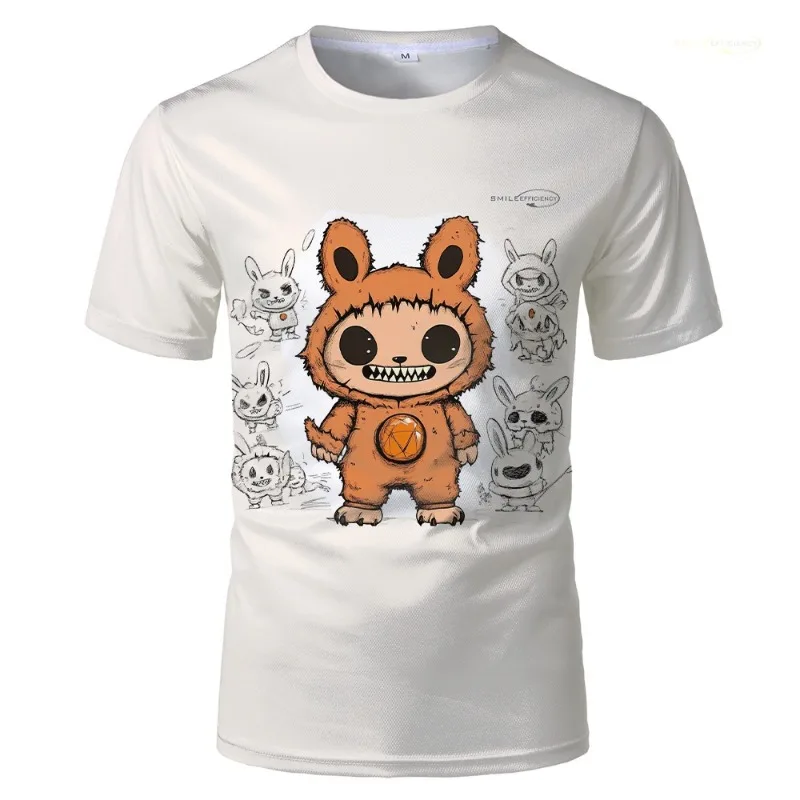 Fanged Brown Bear 3D Print T-shirt Comic Cartoon Fashion Short-sleeved  O Neck Tops Oversized Unisex Kid's Casual T-shirt