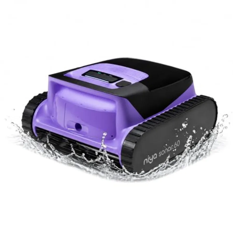 

Pool cleaning robot, Niya Sonar 60, cordless, Wi-Fi connected, waterline sun ledge cleaning, ideal for pools up to 50ft, black,