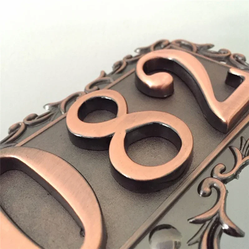 European Door Number Sticker Antique Copper House Number Sign 3 To 4 Numbers Hotel Door Plate Customized  Plastic Numbered Tags