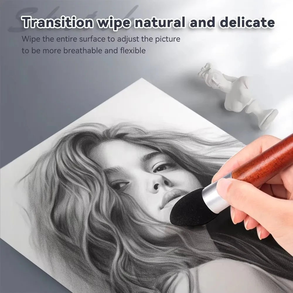 3Pcs New Washable Artist Blending Pen Reusable Professional Sketch Rubbing Pen Sponge Brush Drawing Art Blenders Tools