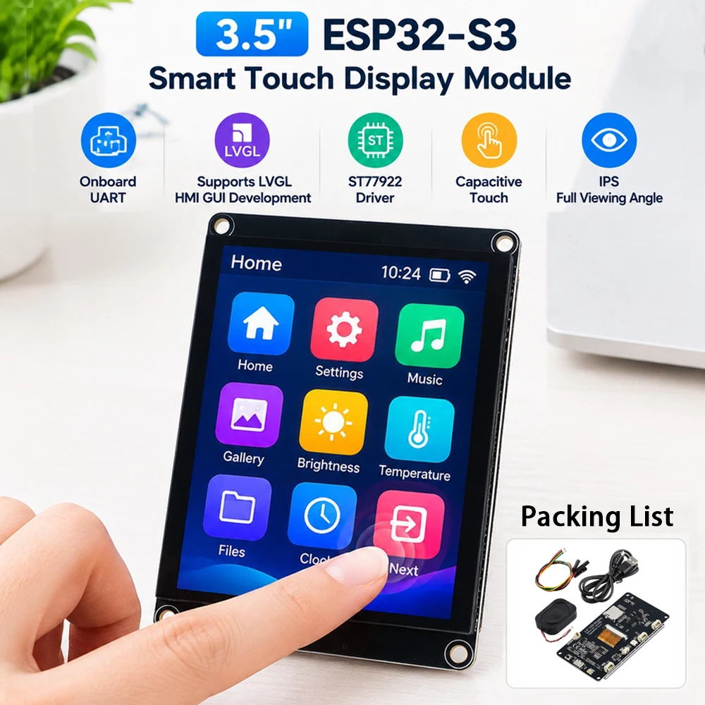 esp32-s3開発ボード。24ghz、16mbのwi-fi-bluetoothモジュールを搭載。35インチtft-ipsスマートディスプレイモジュール（320×480、st77922）付き。