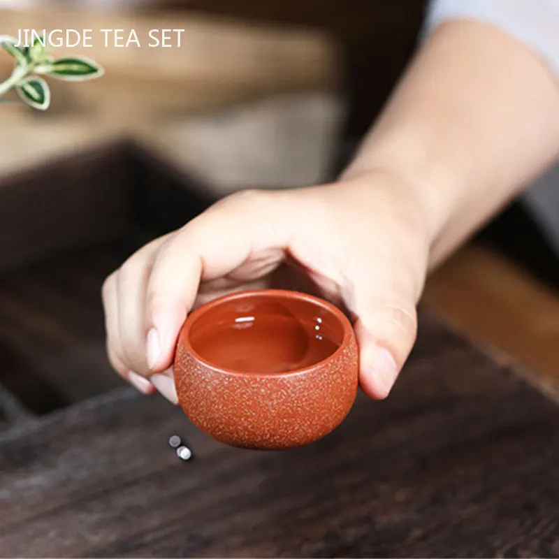 2pcs/ 40ml Chinese Purple Clay Teacup Traditional Beauty Tea Set Portable Personal Single Cup Handmade Custom Tea Accessories