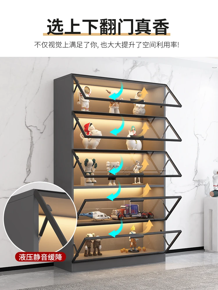 Customized bookcase with glass door, whole wall dust-proof bookshelf, light luxury figure model display, display, household livi