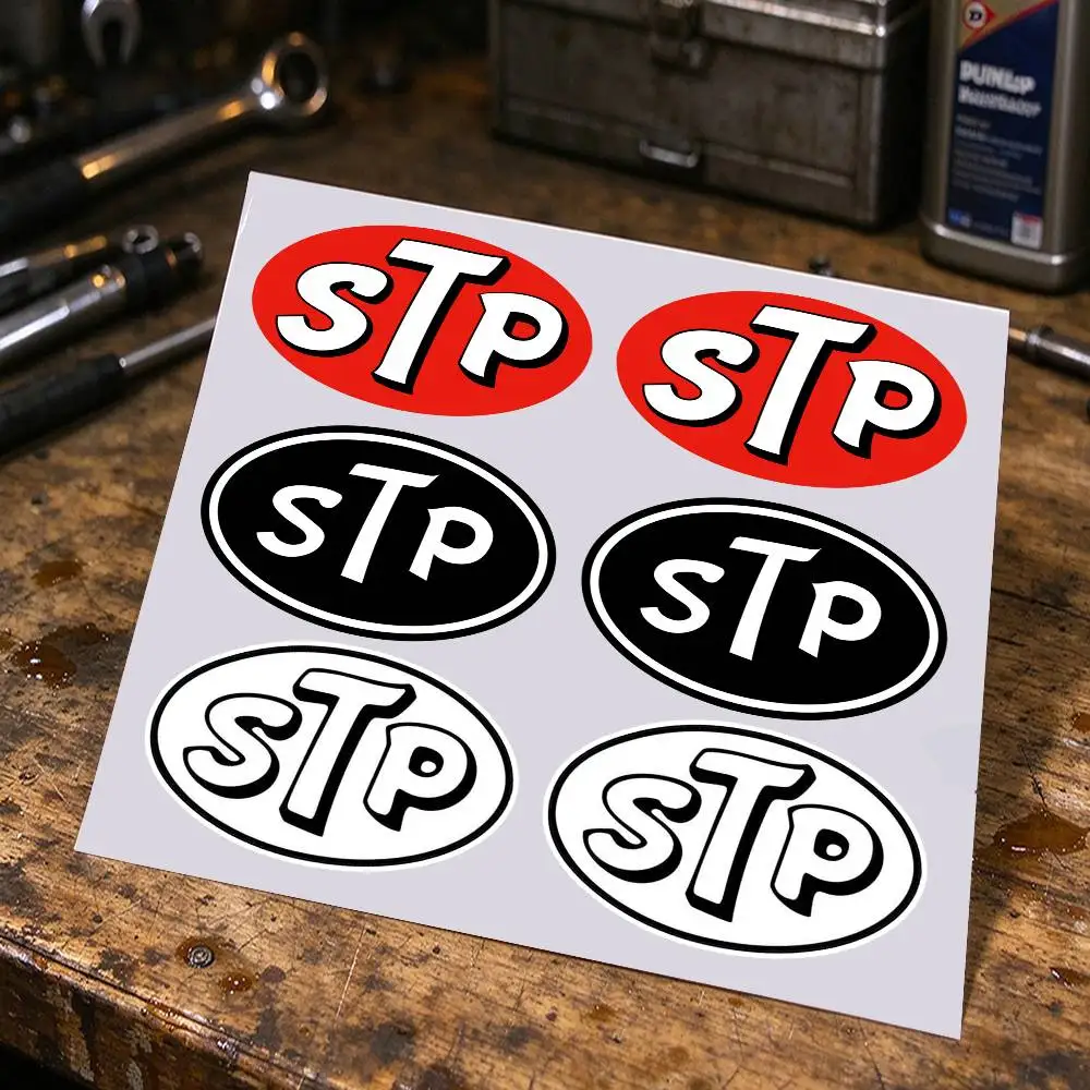 Vintage Oval Letter STP Vinyl Stickers, Retro Racing Decor Decals for Car, Motorcycle, Helmet, Toolbox, Laptop Smooth Surfaces