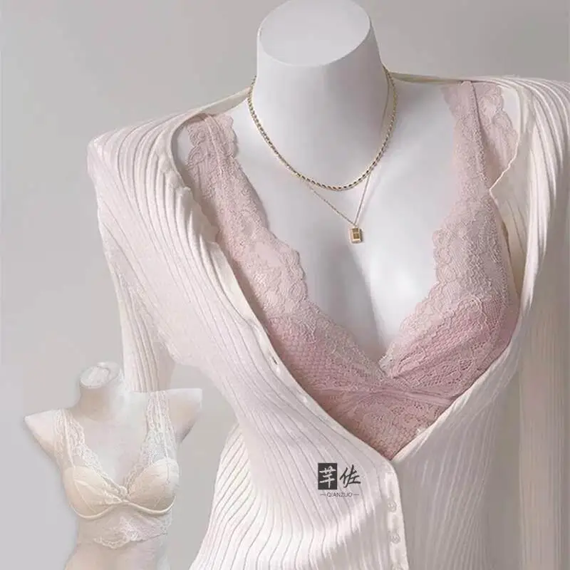 Sexy Lace Bralette Tank Top Underwear Set Outerwear Compatible Summer High Luxury Brand Pure Color Unisex Innerwear