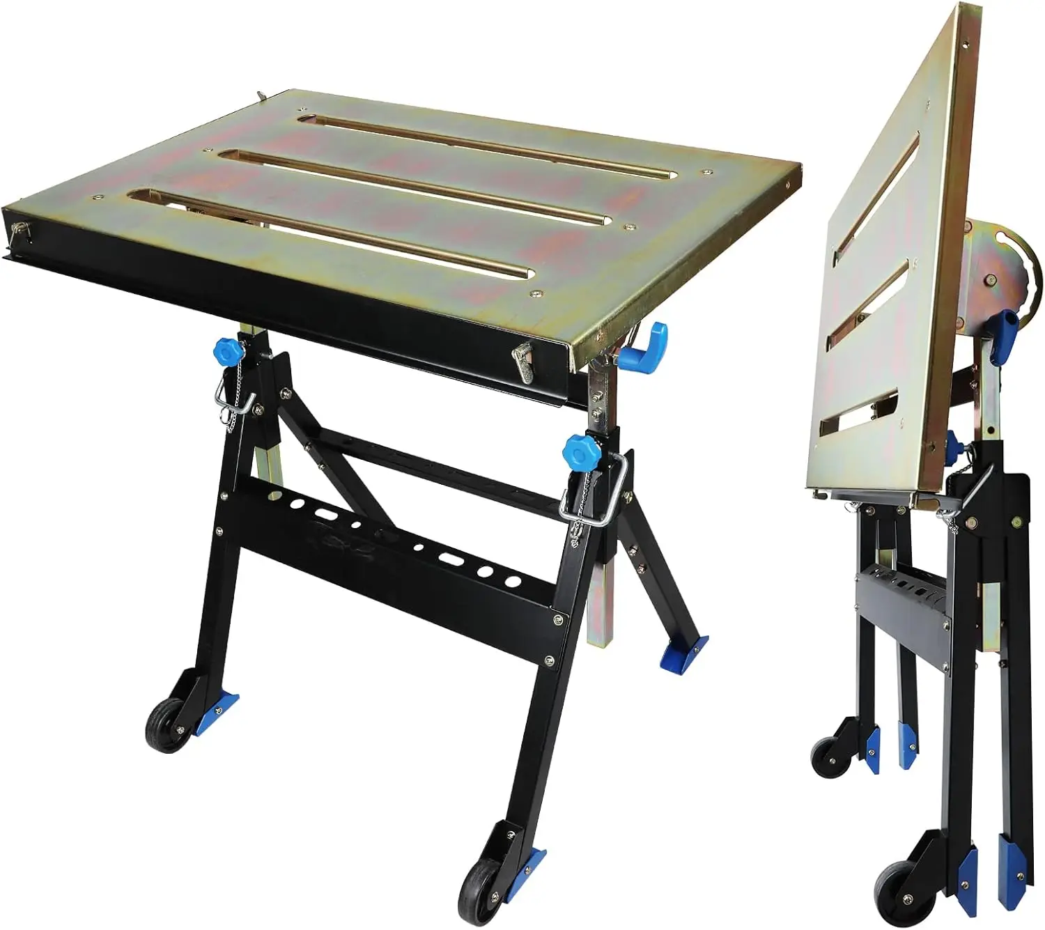 

Portable Welding Table Adjustable Steel Workbench With Wheels Stand