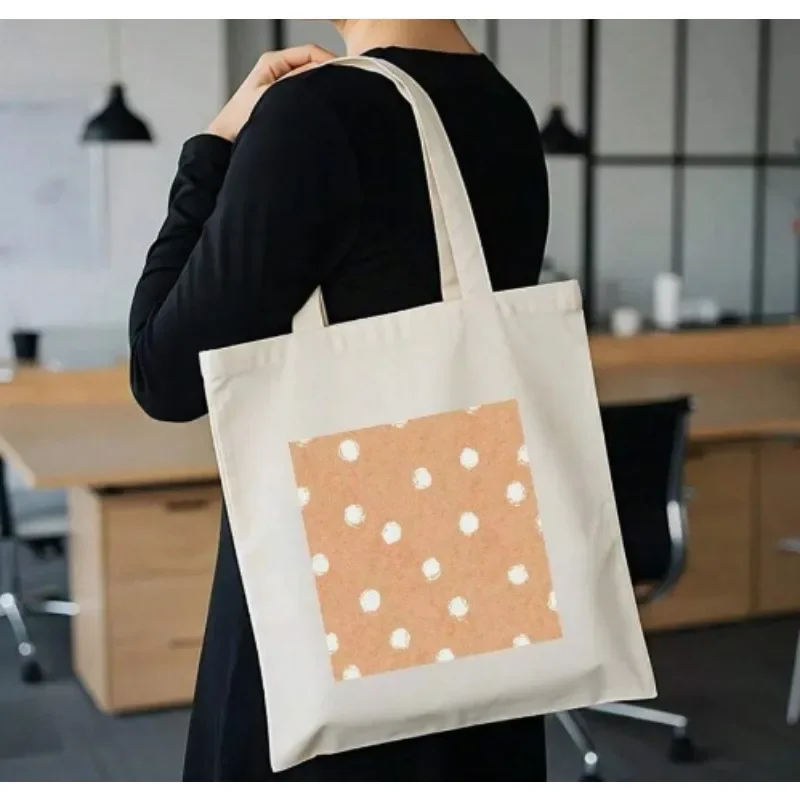 

Yellow Polka Dots Print Canvas Tote Bag Reinforced Handle Stylish and Spacious Shoulder Bags for Everyday and Travel Decoration