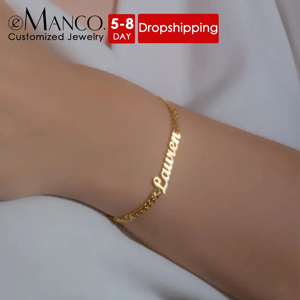 eManco Stainless Steel Customized Women's Name Bracelet Gold-plated Fashion Jewelry Gift Support Generation Shipment