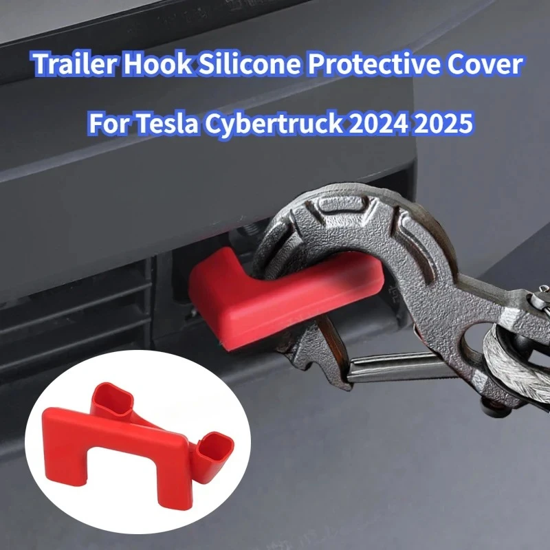 

Front Bumper Tow Hook Protective Cover for Tesla Cybertruck 2025 Car Accessories Waterproof Decorative Shell Silicone Case 2pcs