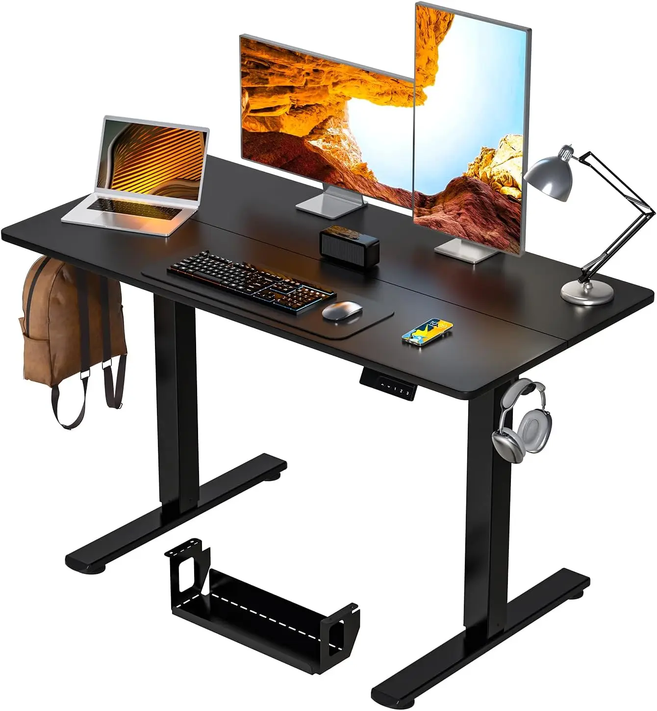 Kingant Standing Desk Height Adjustable Electric Stand Up Desks [48 x 24 Inch] - Ergonomic Sit Stand Desk Rising Desks for Home