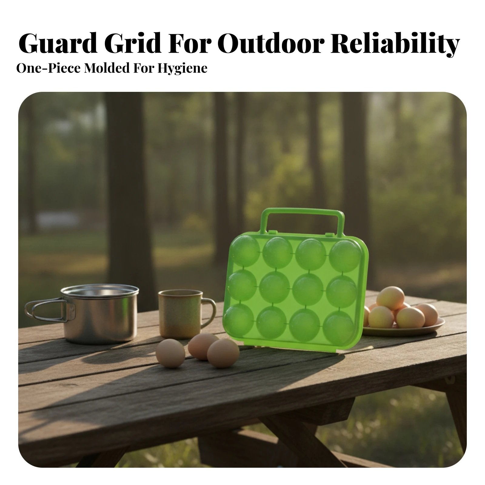 Egg Safekeeping Case Shockproof Egg Storage Box Holder Shock-Absorbing Hard-Shell for Campers, Camping, Travel