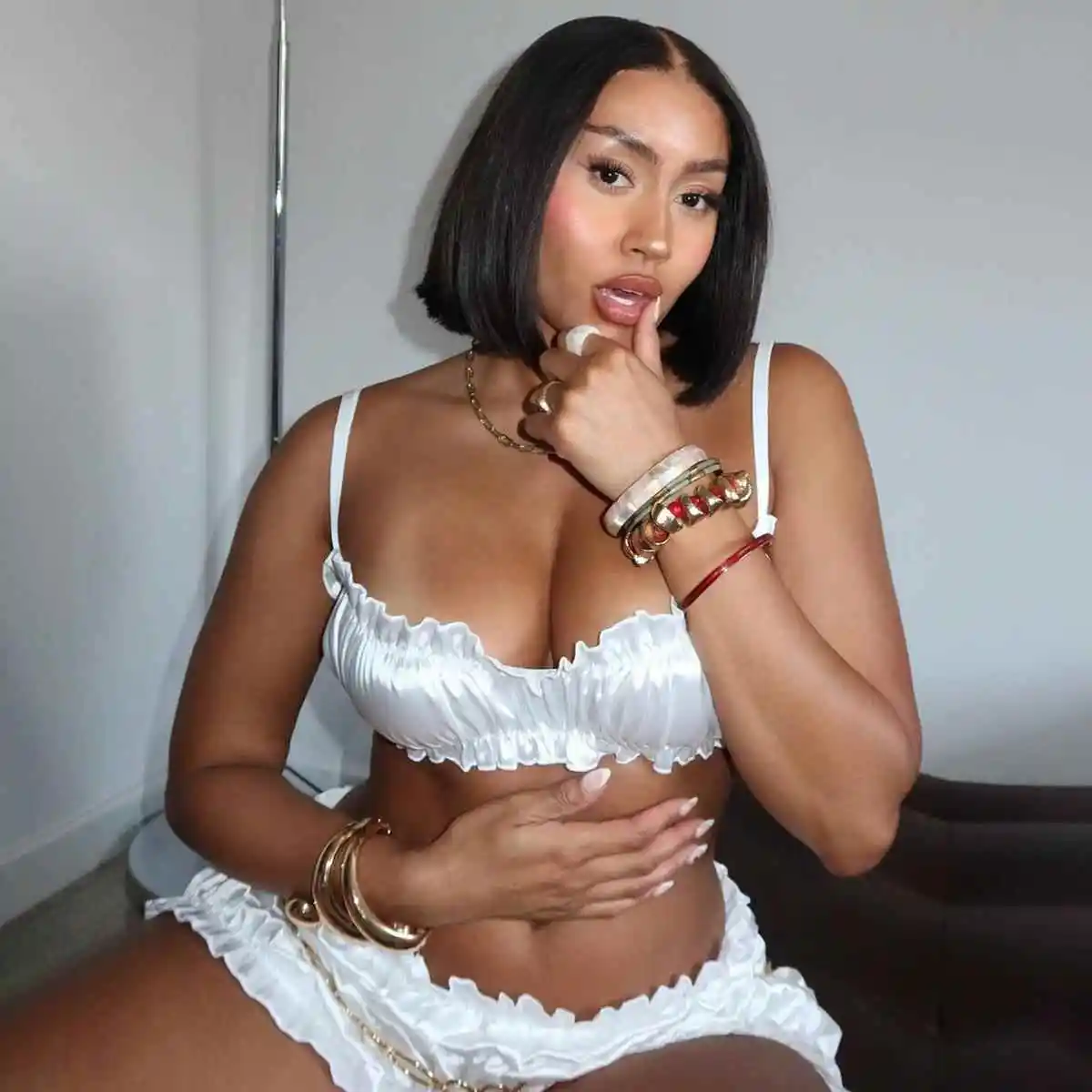 Strapl orts Damen Sexy Sle Pure Color Summer Faion Set ohne Sve Fünfviertel-Länge, atmungsaktiv, bequem