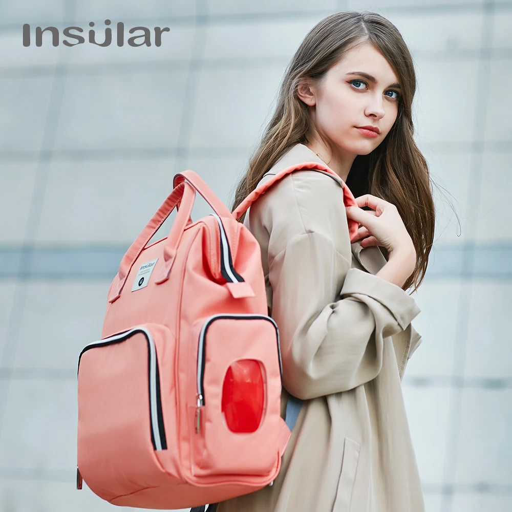 INSULAR BabyDiaper Changing Backpack,Multifunctional Mommy Travel Bag,ThermalHandbagwithStrollerMount Design for Outdoor Nursing