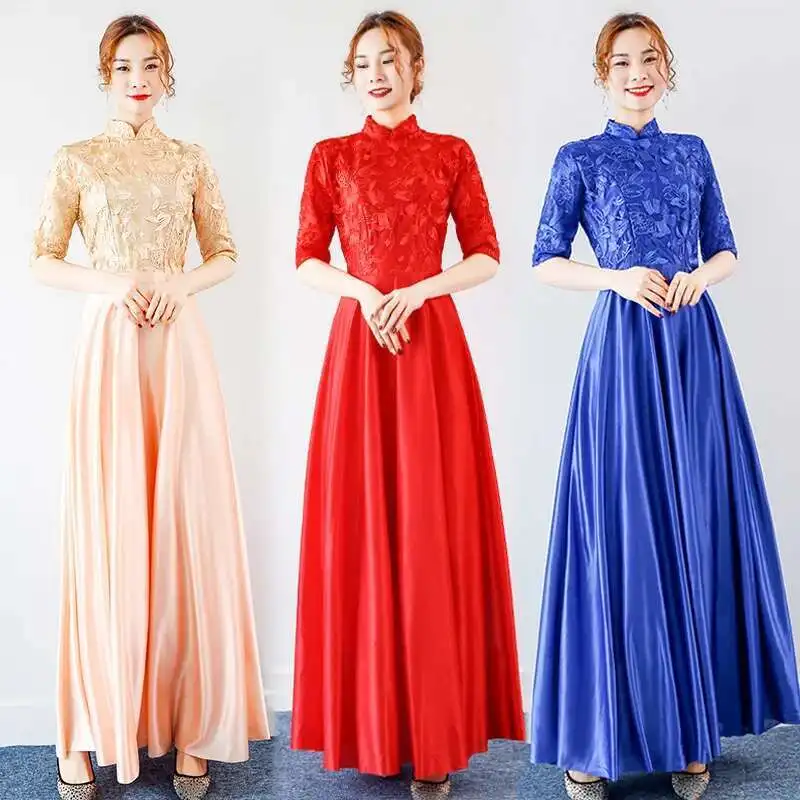 

Adult Choir Dress for Women 2019 New Long Elegant Choir Performance Dress Host Performance Long Dress