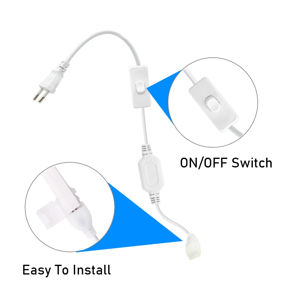 AC Power Plug Switch Supply Power Wire / Cord AC 110v 220v EU US UK Plug For 288led/m COB Neon LED Strip Light Plug Cable