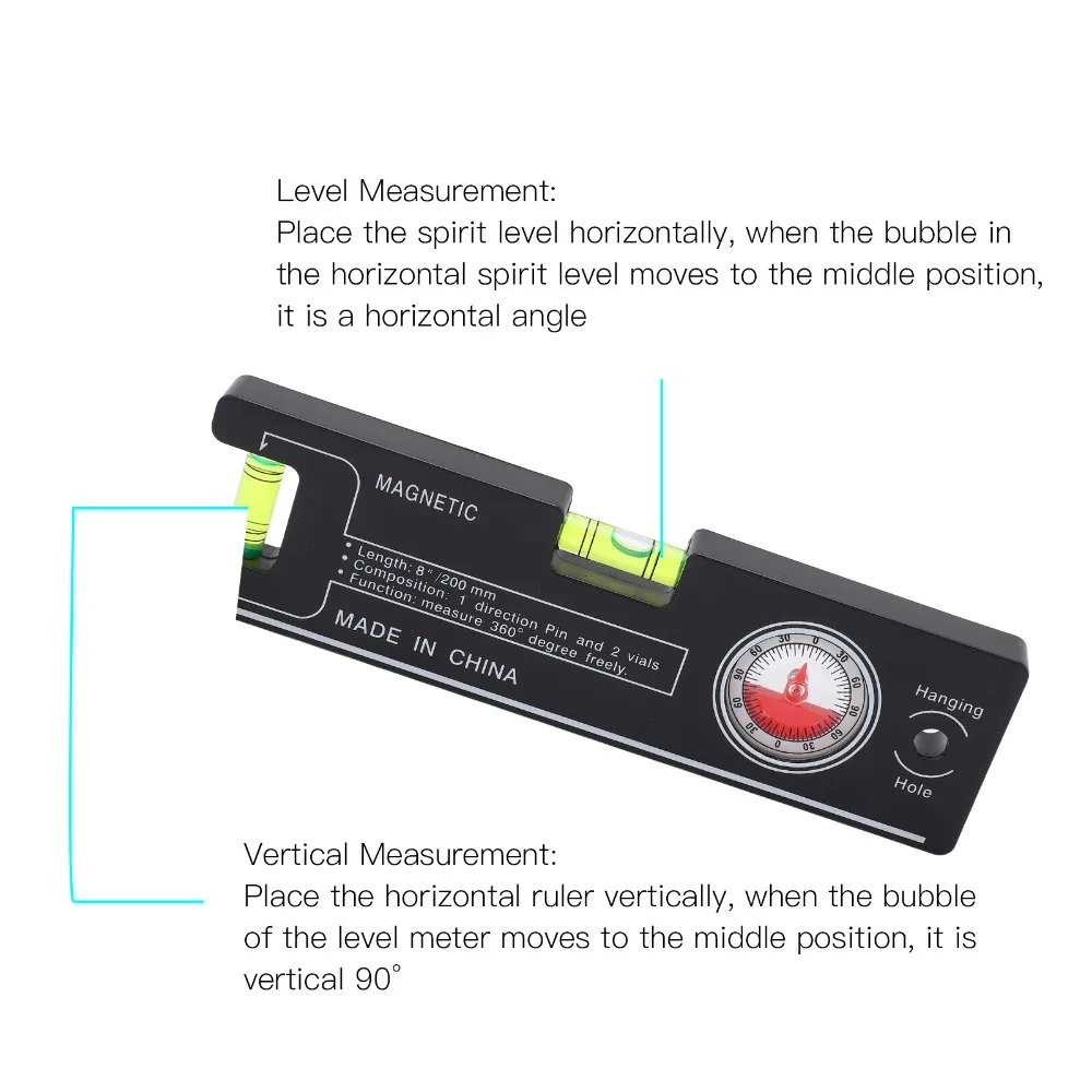 Portable ABS Spirit Level Magnetic Mini Size Bubble Level Anti Drop High Precision Level Ruler Home DIY