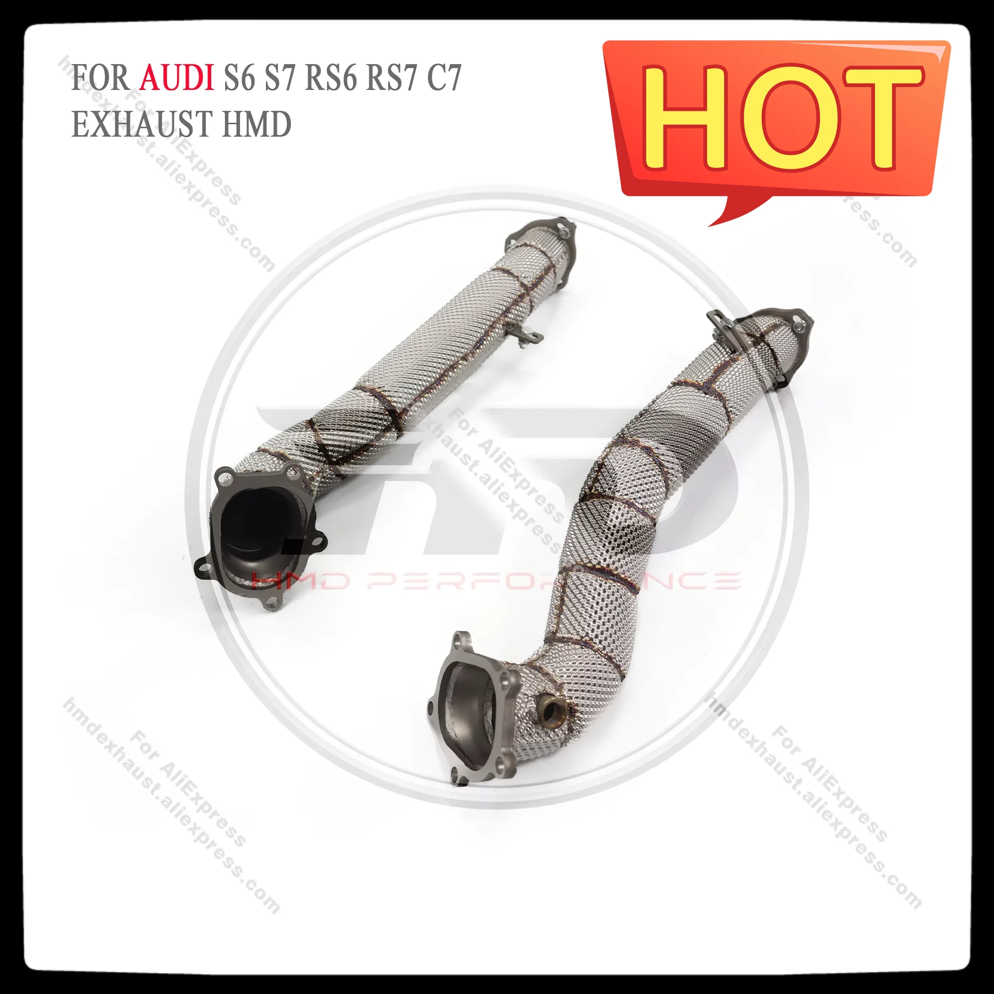 

HMD Exhaust Pipe High Flow Performance Downpipe for Audi AUDI S6 S7 RS6 RS7 C7 4.0T With Heat Shield