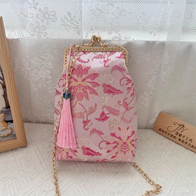 2025 แฟชั่นจีนแบบดั้งเดิมสไตล์Hanfuอุปกรณ์เสริมกระเป๋าโบราณCrossbodyกระเป๋าหญิงVINTAGEทุกวันพู่กระเป๋าทําด้วยมือW510