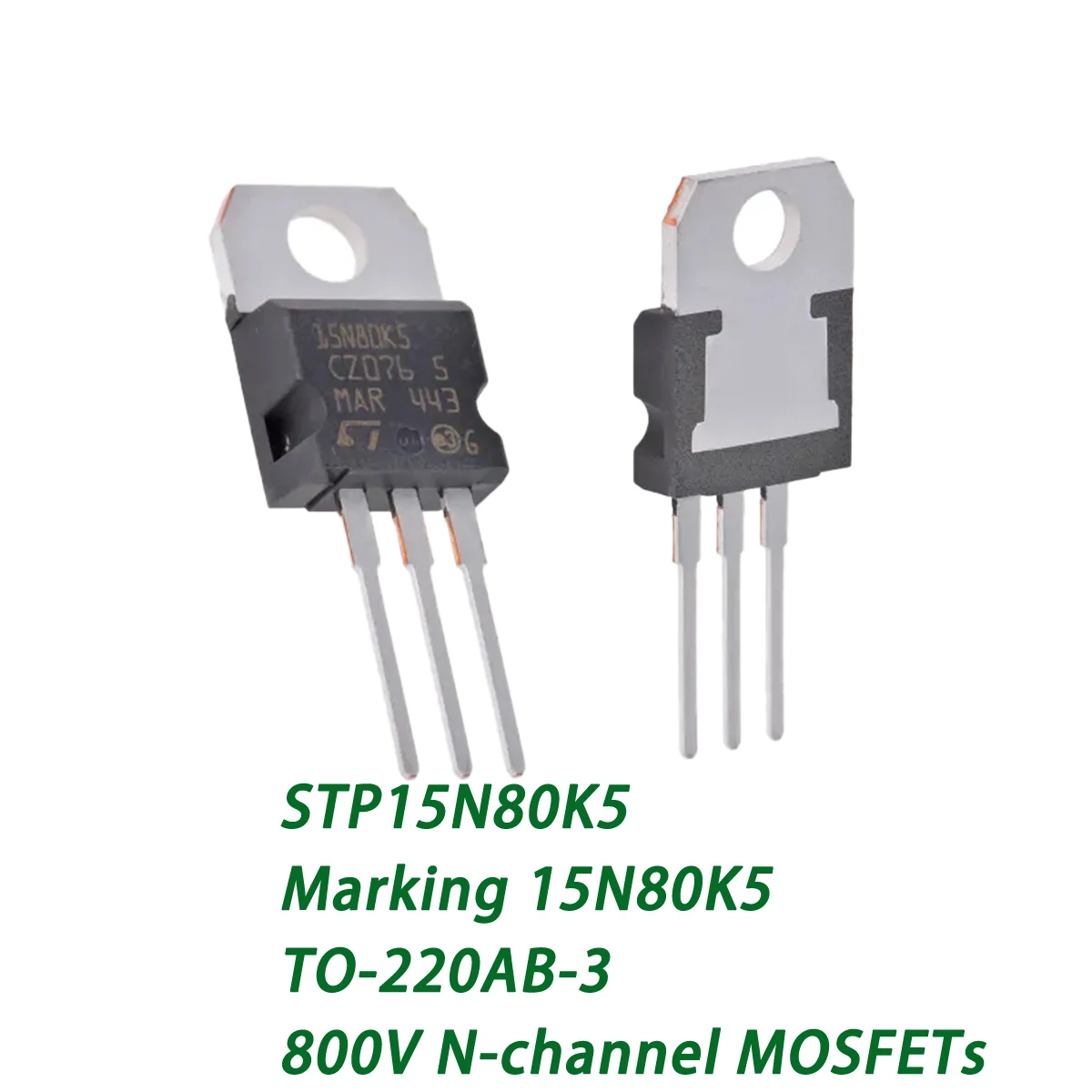 2PCS STP15N80K5 Marking 15N80K5 TO-220AB-3 800V 14A 190W 375mΩ 0.375Ωohms N-channel NEW Original Field-Effect Transistor MOSFETs