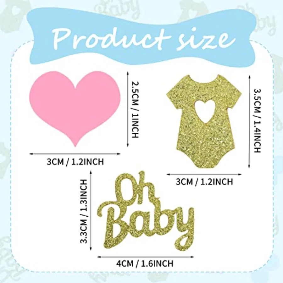 240 Stück Geschlecht offenbaren Babyparty-Dekorationen, glitzernde Babykleidung, Party-Tischkonfetti für Geschlecht offenbaren, Party-Tischdekoration