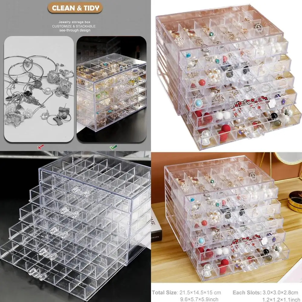 

5-Drawer Acrylic Earring Organizer with 120 Compartments for Women's Jewelry Storage