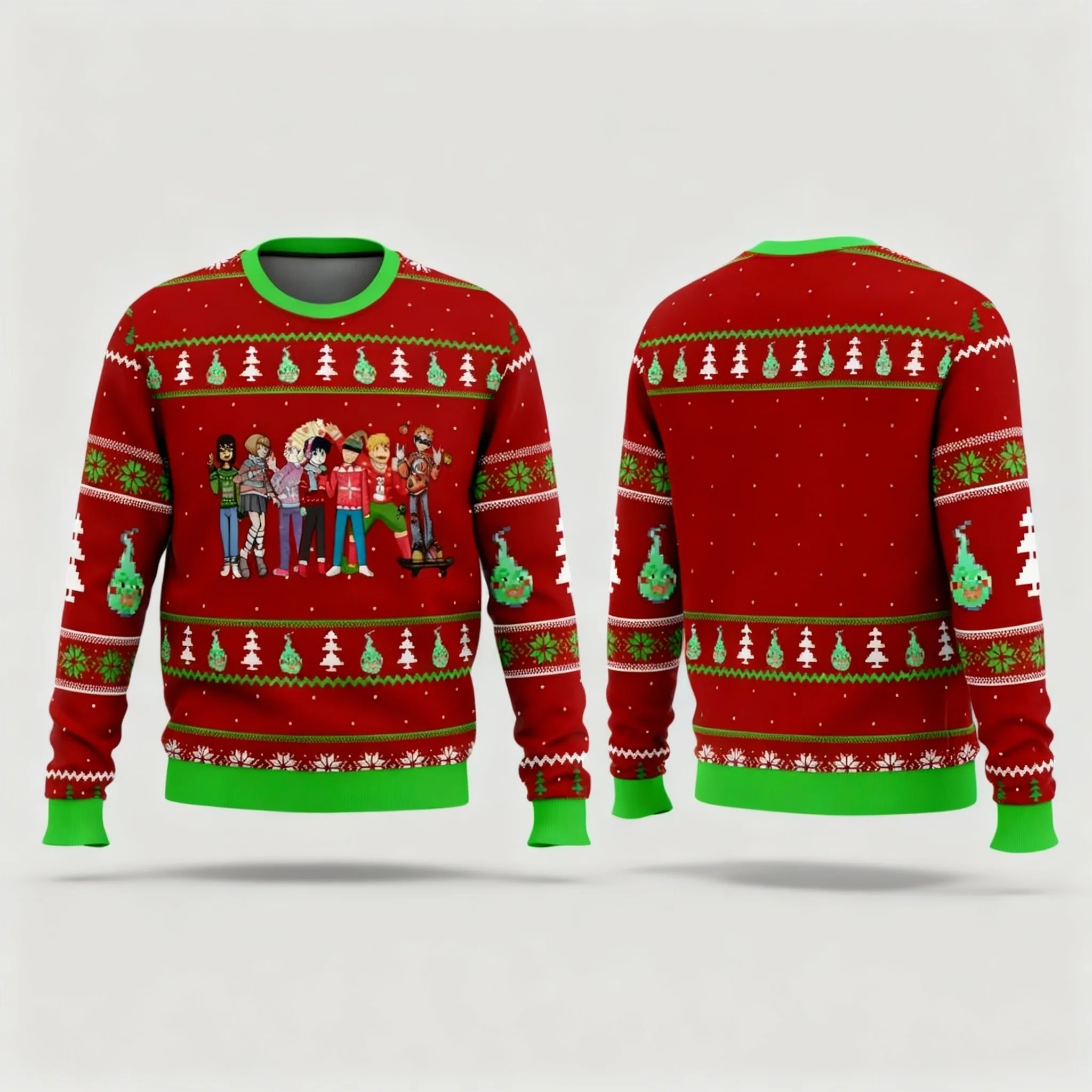 Hot Blooded Anime Avengers Theme Ugly Sweater Christmas Party Round Neck Hoodie Enlarged Adult Autumn and Winter New Style