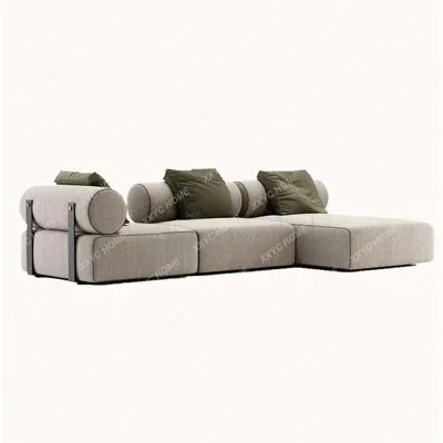 Simple modern light luxury corner sofa fabric minimalist hotel lobby office modular sofa