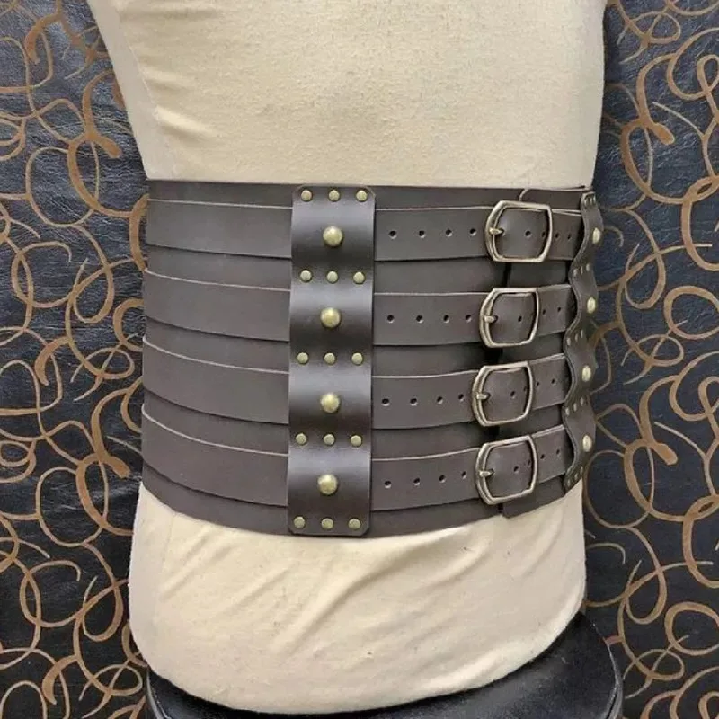 Mittelalter licher Steampunk breiter Leder panzer Gürtel Wikinger Pirat Barbar Ritter Kostüm Zubehör Larp Cosplay Bund für Männer Frauen