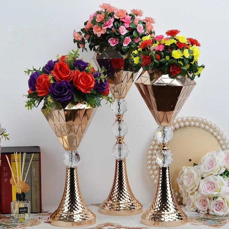 Metal Candle Holders Flowers Vase Candlestick Centerpieces Road Lead Candelabra Centerpieces Wedding porps Christmas decoration