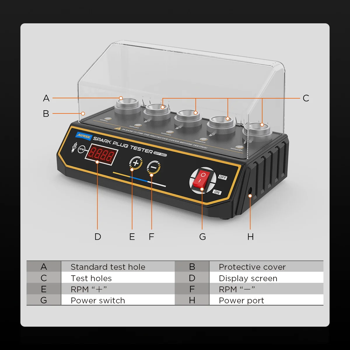 AUTOOL SPT360 Auto Zündkerze Tester Zündung Tester 220 V/110 V Automotive Diagnose Werkzeug 5 Loch Zündkerze Analysator auto Werkzeug – Detail 8