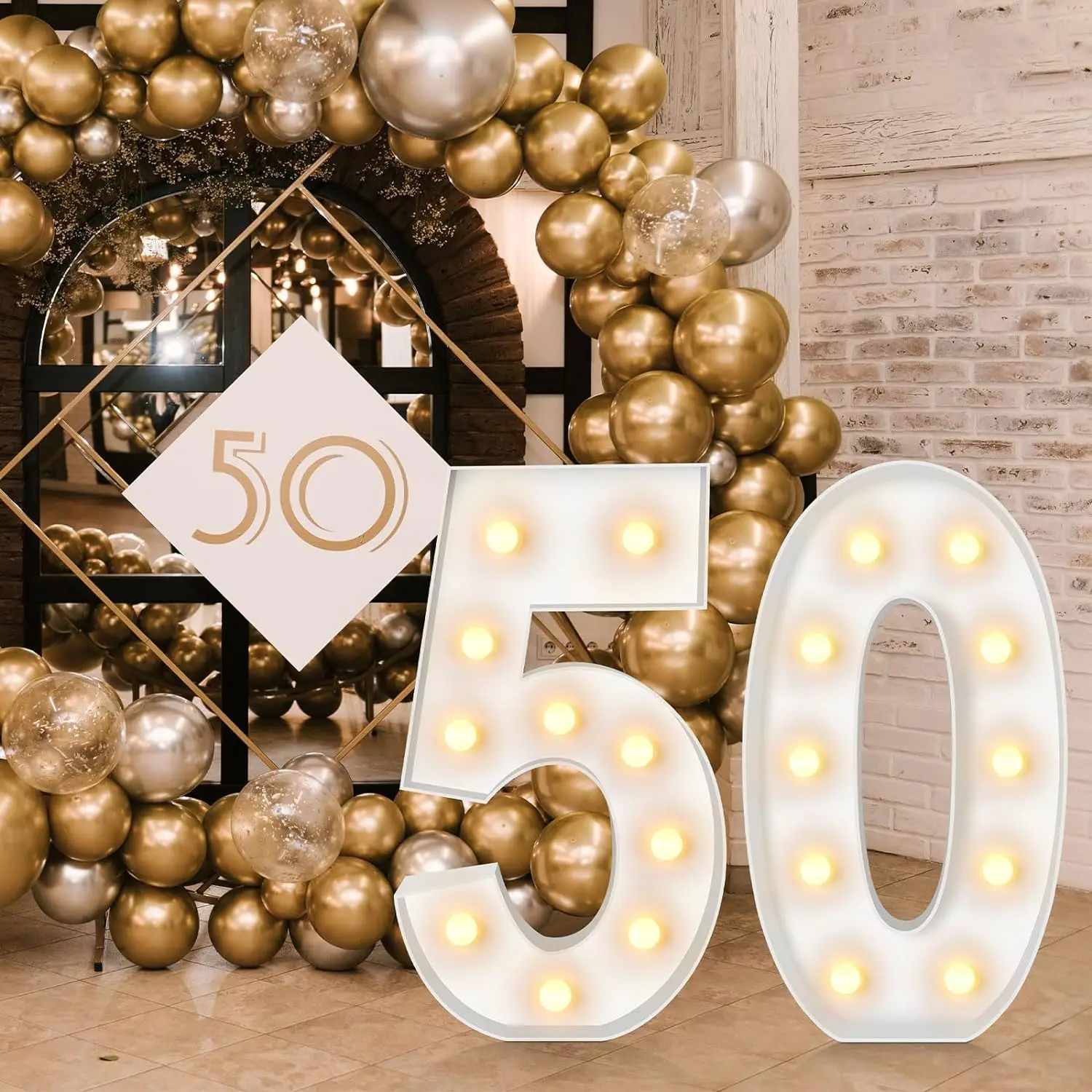 4Ft Marquee Number Large LED Lighted Standing Number Big Light Up Foam Board Birthday Party Wedding Anniversary Shower Decor