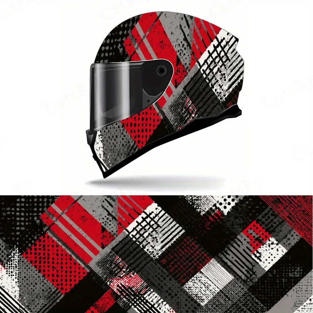 Adesivo Gráfico Abstrato Futurista Geométrico Moderno Inspirado em Tecnologia para Capacete de Moto, Decalque Gráfico de Corrida em PVC Autoadesivo e 
