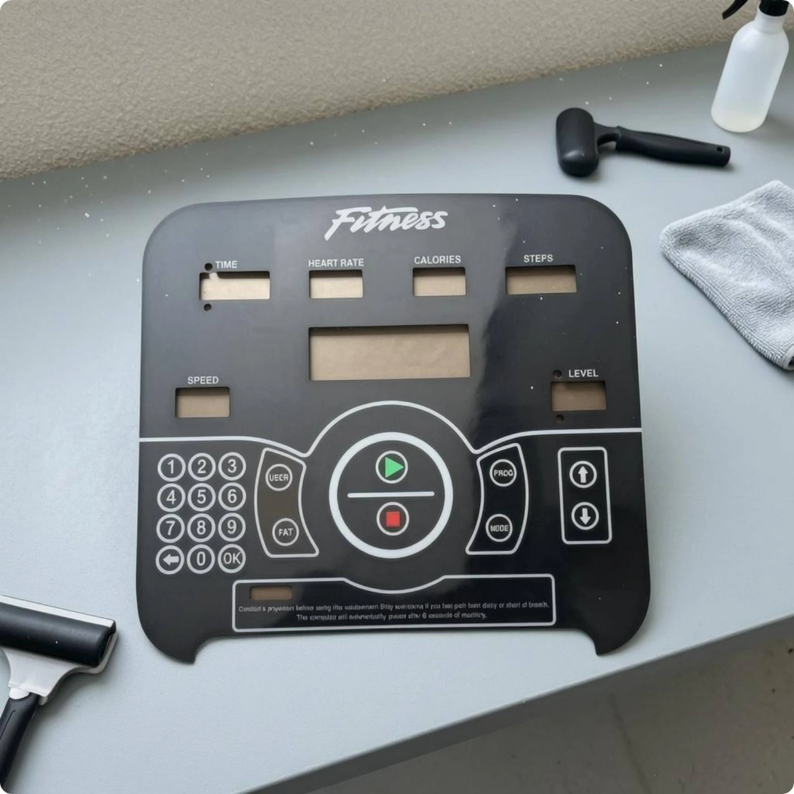 Stair-Climber Control Overlay Transparent Panels Control Panel Sticker Button Film Sticker Black Exercise Gear