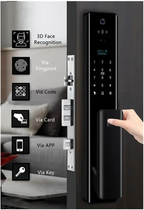 006Sinovo Real Time Video Intercom TUYA WIFI Face Recognition Smart Door Lock With Camera Digital Keyless Smart Lock