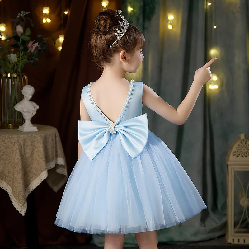 فساتين Bear Leader للحفلات للفتيات للأطفال تستضيف أزياء أداء البيانو فستان الأميرة الشبكي بدون أكمام ملابس الأطفال