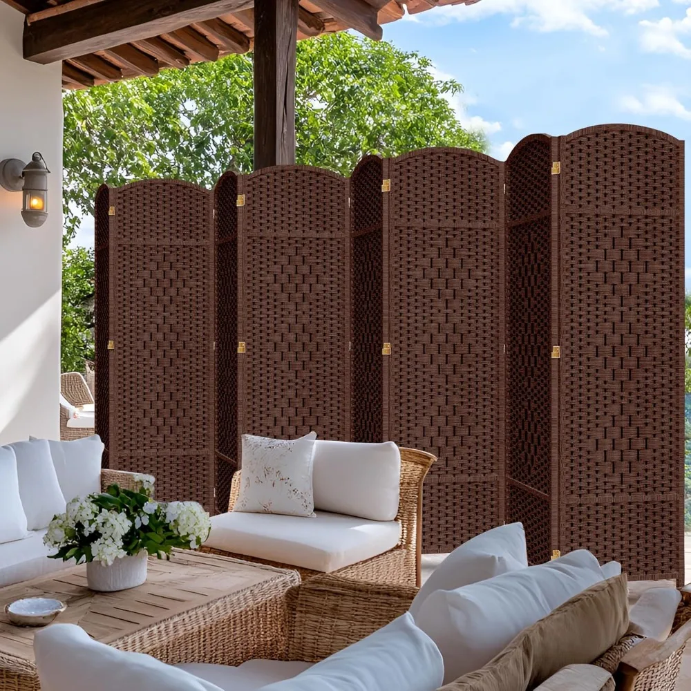 

8 Panel Room Divider, 6ft Tall Folding Privacy Screen, 360°Rotation, Hand-Woven Freestanding Wood Partition for, Customized