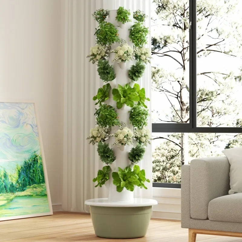 Home Smart Vegetable Planter Vertical Hydroponic Tower Soilless Cultivation Vegetable Planter Aerosol Cultivation Column Pipe