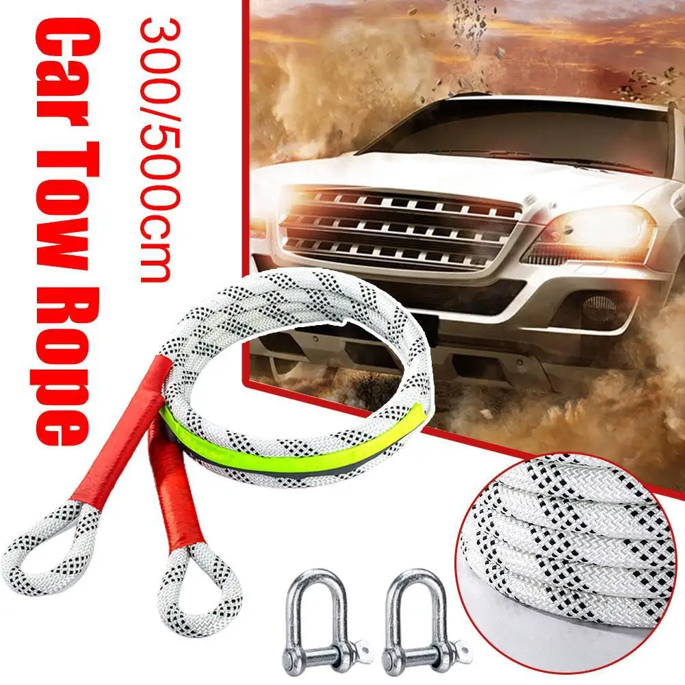 

Car Tow Strap Outdoor Emergency Tow Ropes Vehicle Truck Trailer Towing Rope Thicker Buckle Auto Rescue Pulling Rope