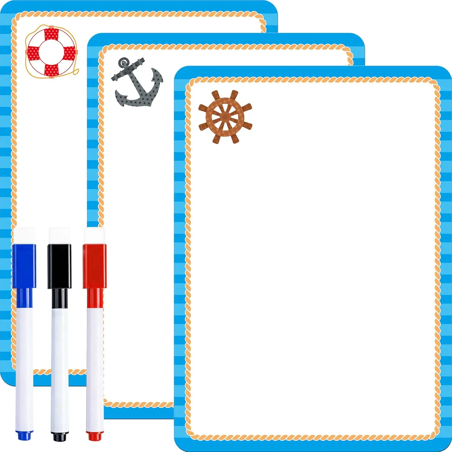 3 PCS Cruise Door Magnets, Large Magnetic Erasable Magnets with 3 Markers, Waterproof Navigation Boat Cruise Ship Car Decors, De