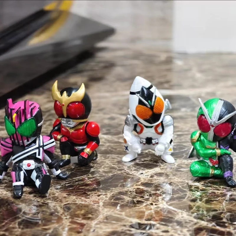 Bandai Official Kamen Rider Kuuga Decade W Fourze Car Ornament Mini Figure Desktop Decoration Anime Collectible Gift Toy for Kid