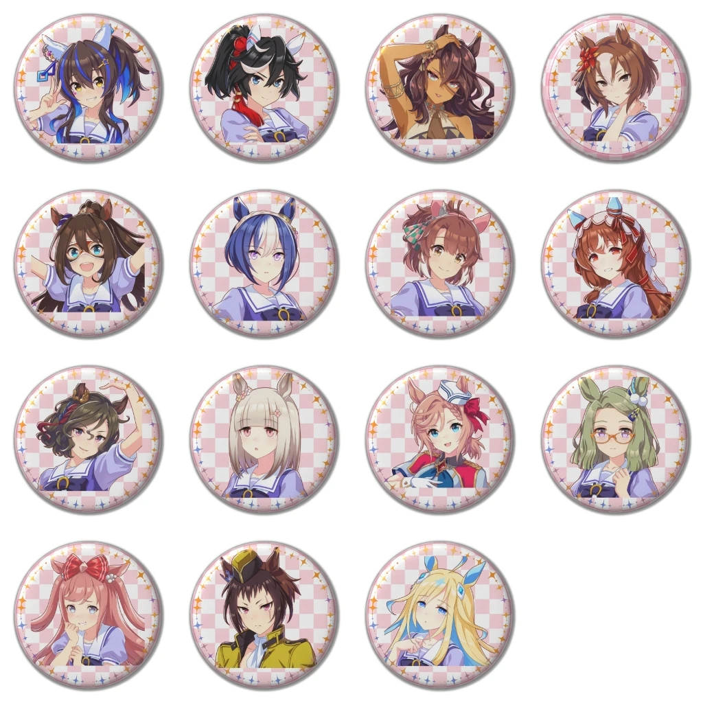 58mm Anime Umamusume Pretty Derby Daiwa Scarlet Special Week Tokai Teio Cosplay COSTUME Badge Pin SPTE Tinplate Brooch﻿ Prop