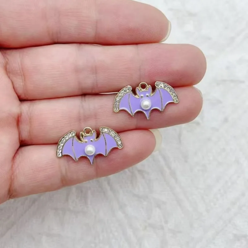 10pcs Cross border Halloween Bat Series DIY Jewelry Accessories Earrings Pendants Keychains Necklace Pendants view 3