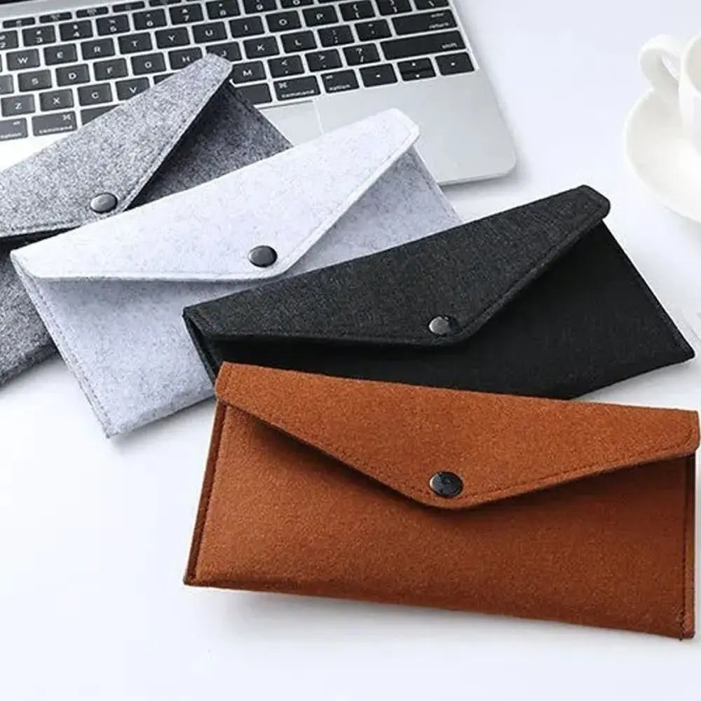 New PVC Lining Felt Phone Pocket Bill Compartment Buckle Closure Coin Purse Lightweight Credit Card Holder Daily Use