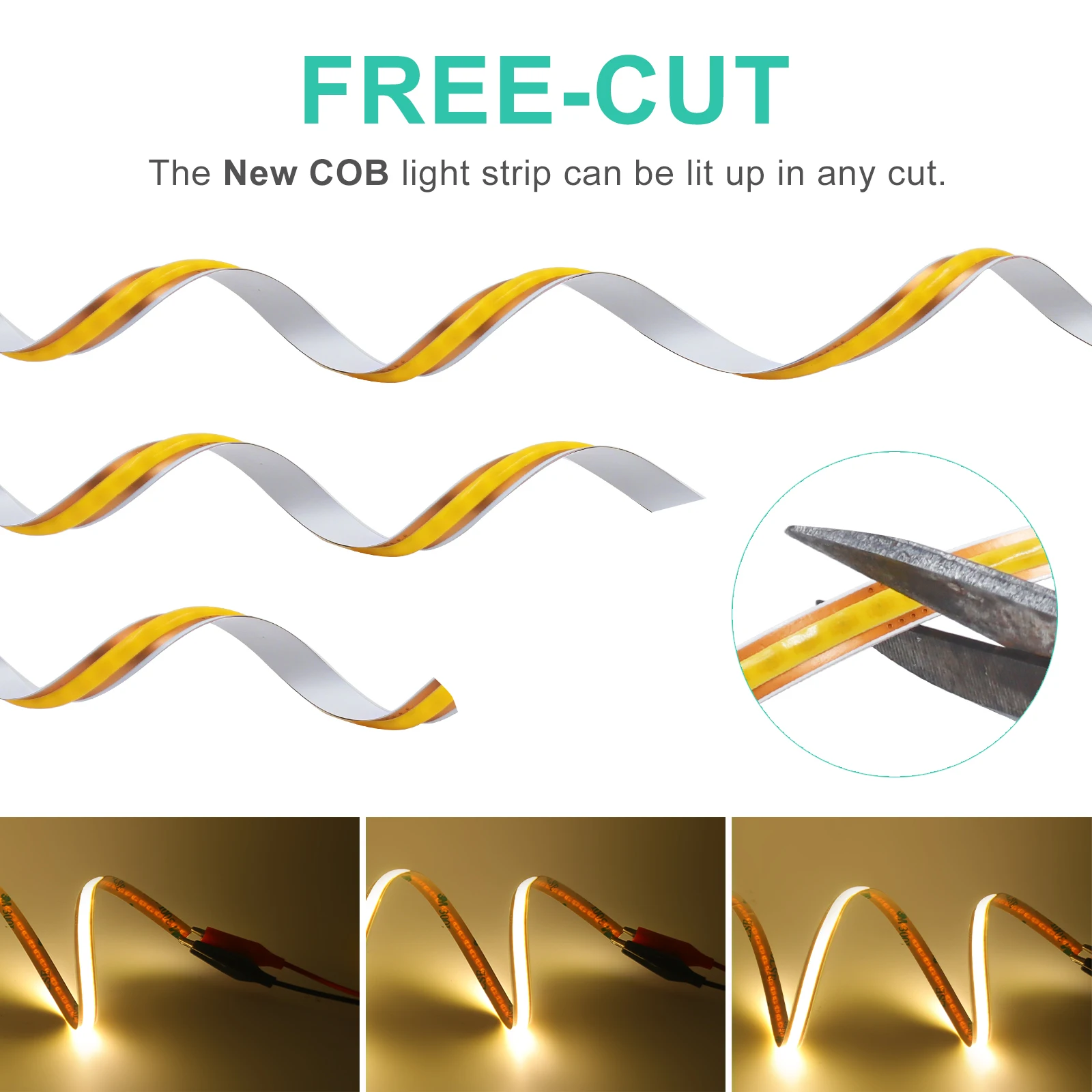 Ultra Bright Free Cut COB LED Strip Lights 12V 24V 400LEDs/m 8MM PCB Width LED Light Tape For Kitchen Cabinet 3000K 4000K 6000K