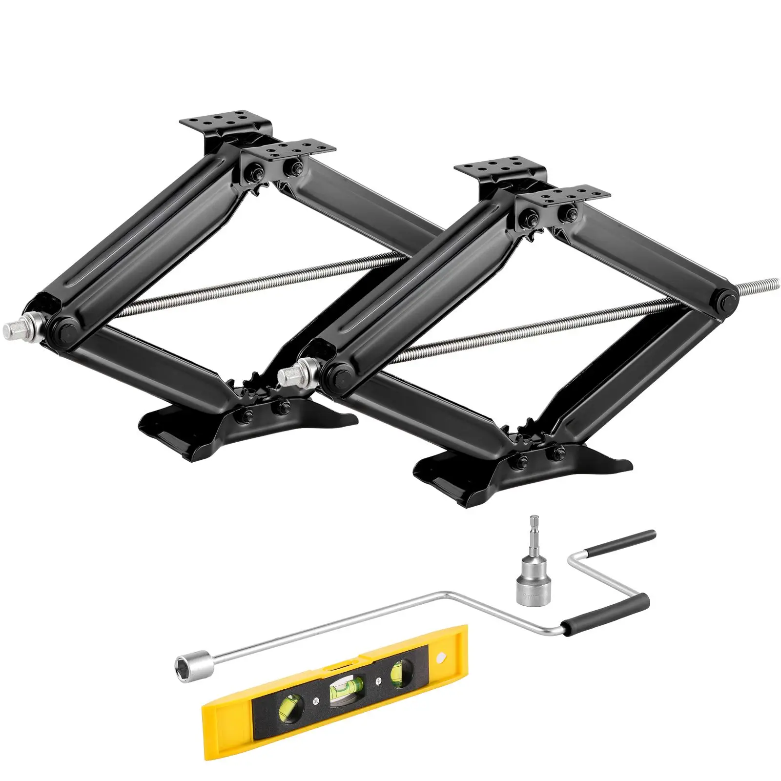 6500 lbs RV Scissor Jacks, 4-23.4 in RV Stabilizer Leveling Scissor Jacks, Set of 2, Heavy Duty Stabilizer Jack with Crank Handl